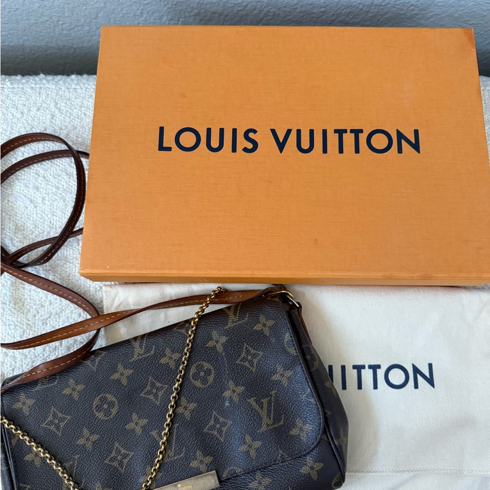 Louis Vuitton Brown Monogram Bag with Gold Accents